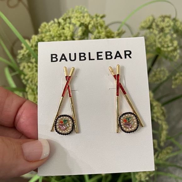 BAUBLE BAR “SUSHI /CHOPSTICKS” SPARKLY PIERCED EARRINGS - Picture 6 of 6